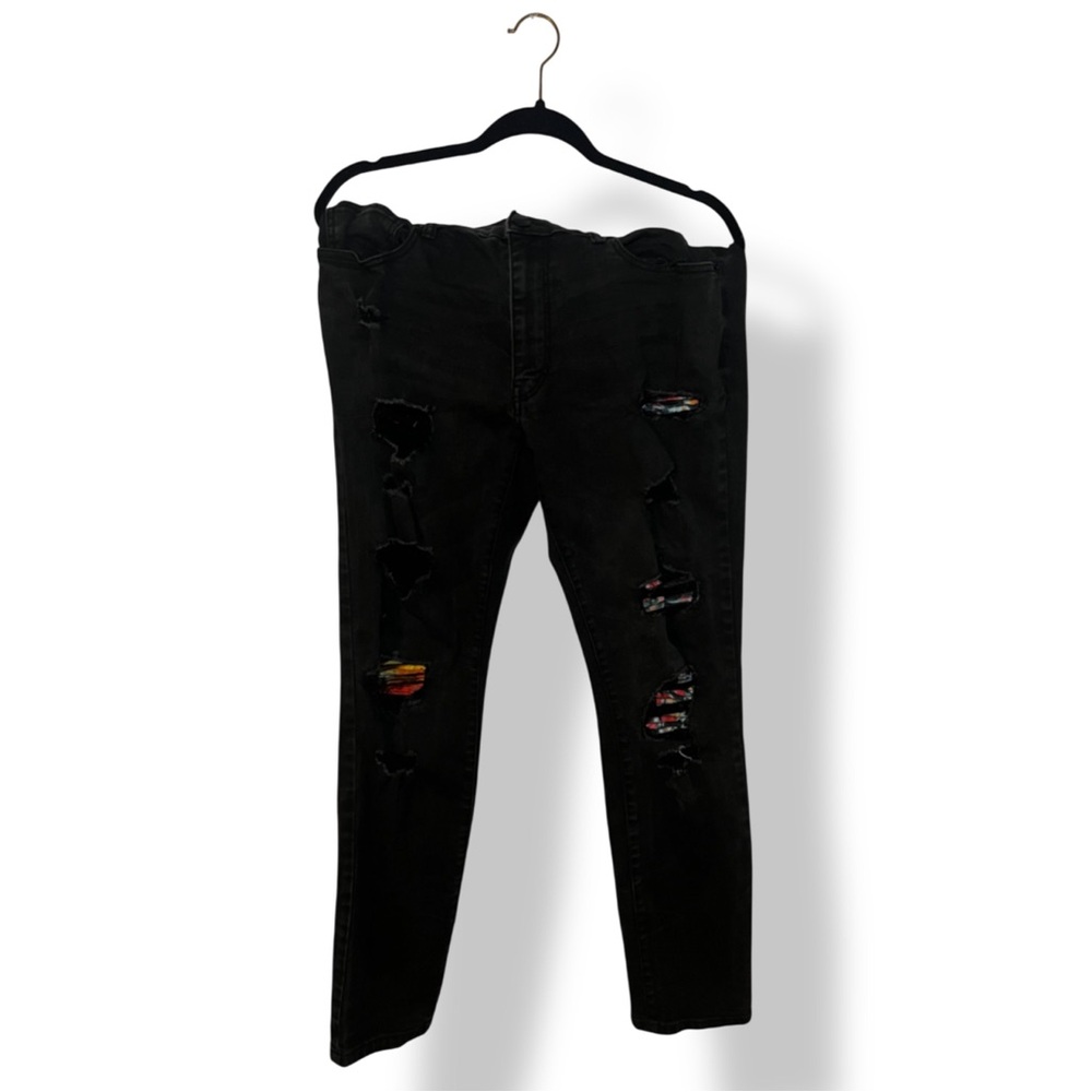 Boohoo Man Men’s Multicolor Ripped Jeans Black Charcoal Size 36